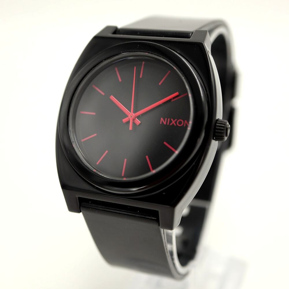 Nixon The Time Teller P Black Red Minimal 38mm Watch Plastic w New Battery